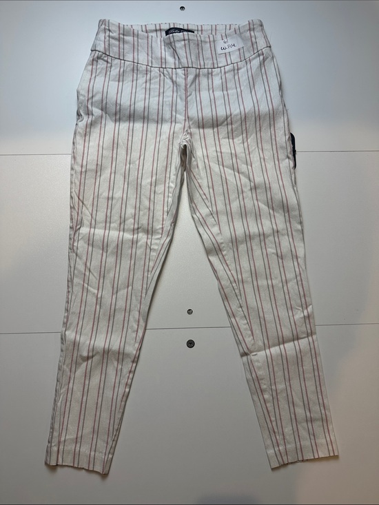 Bella Rose Closet Pants - Medium Red White Gray Stripe Pant  # 61